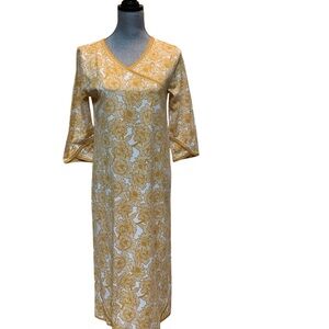 Garnet Hill gold and cream green cotton nightgown